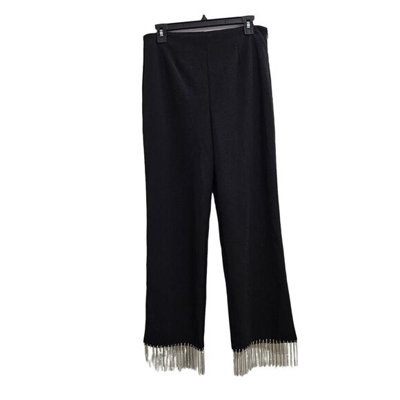 NWT! Acoa Rhinestone Fringe High Rise Black Pants. Size M. - Picture 3 of 10